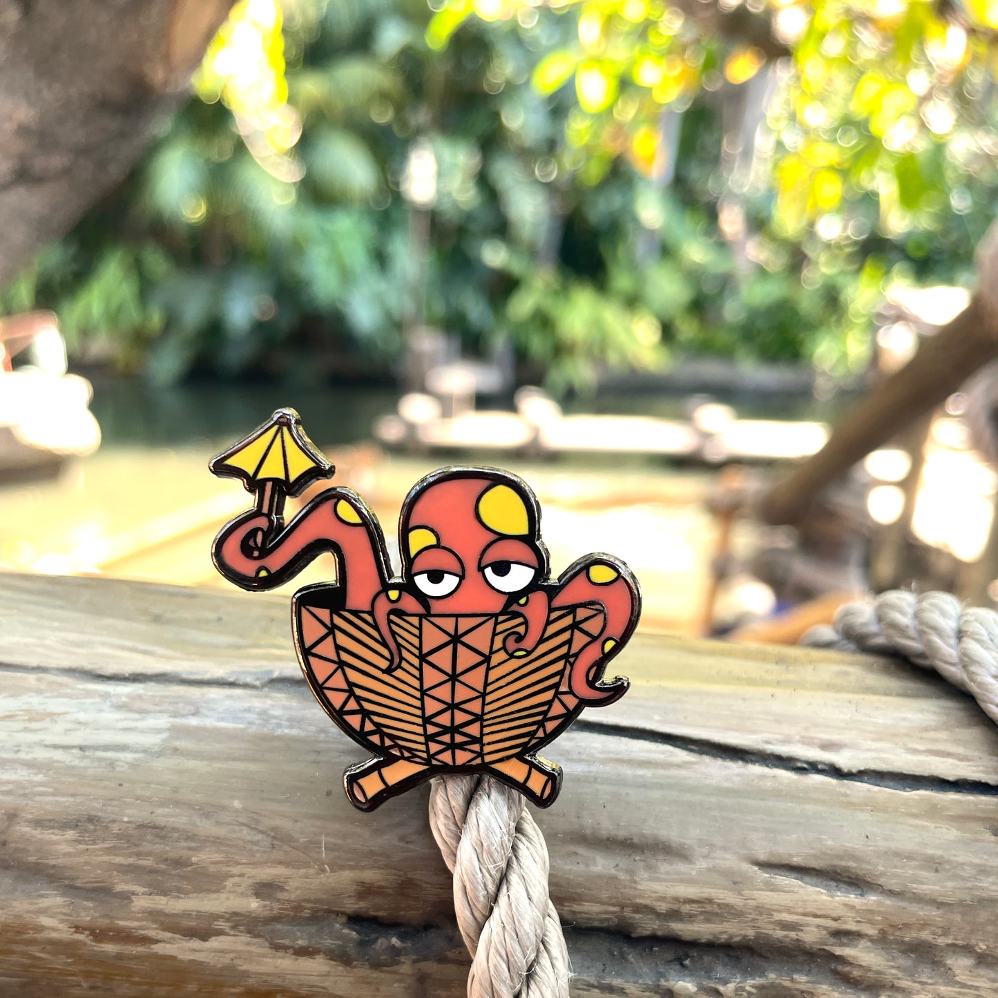 Orange Tipsy Tiki Octopus Pin