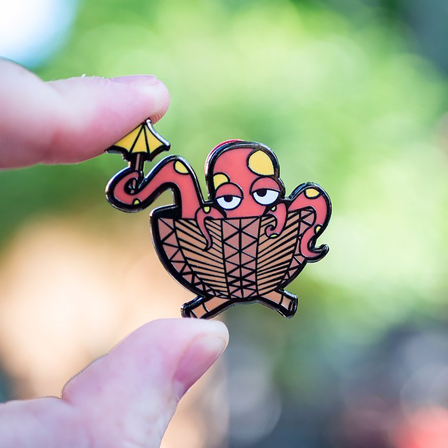 Orange Tipsy Tiki Octopus Pin