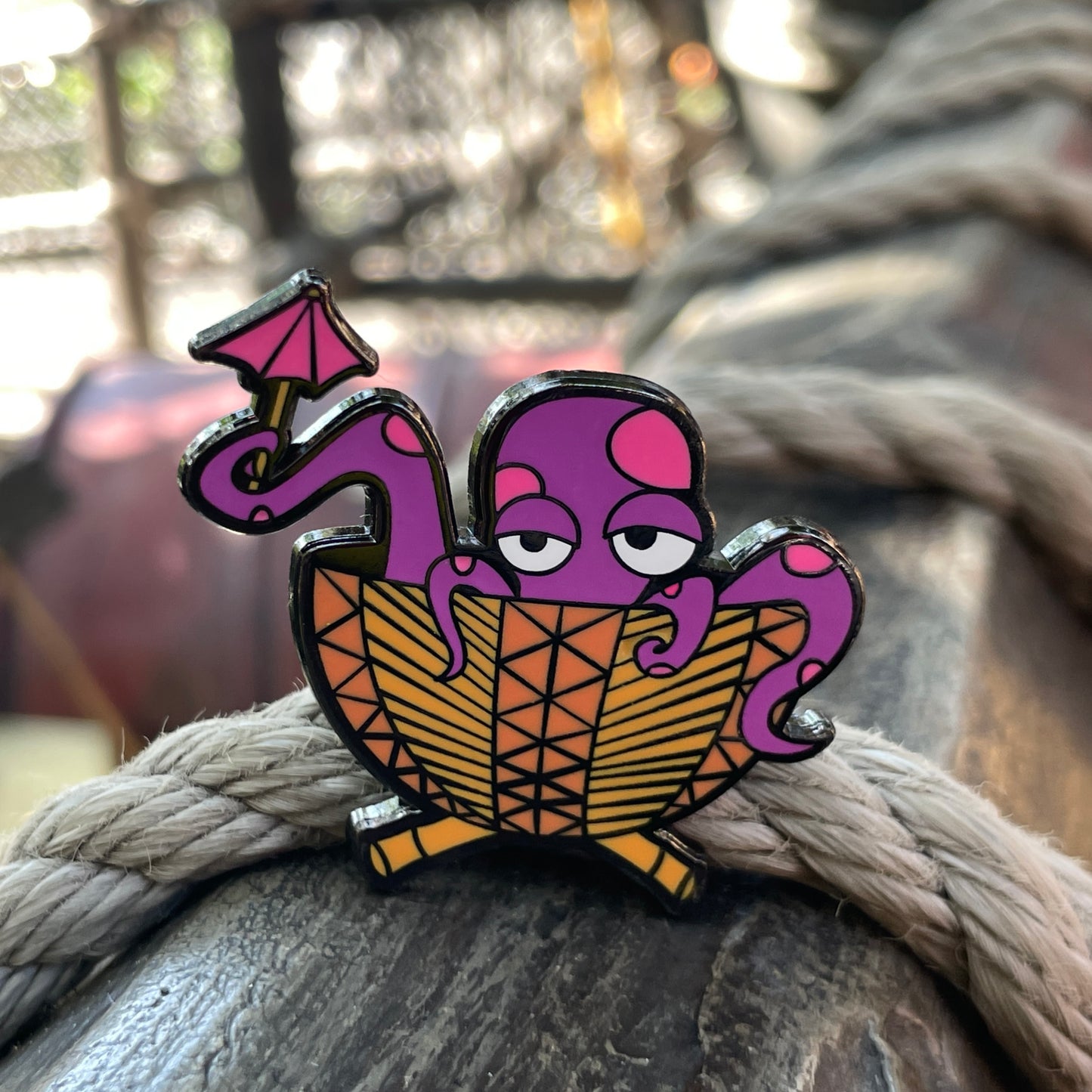 Purple Tipsy Tiki Octopus Pin