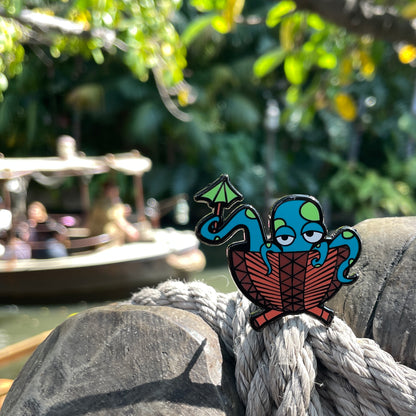 Blue Tipsy Tiki Octopus Pin
