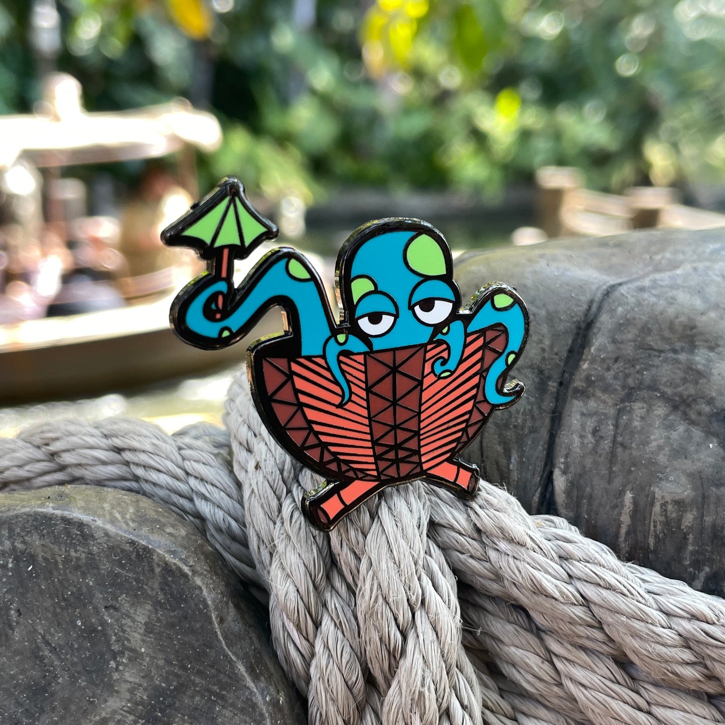 Blue Tipsy Tiki Octopus Pin