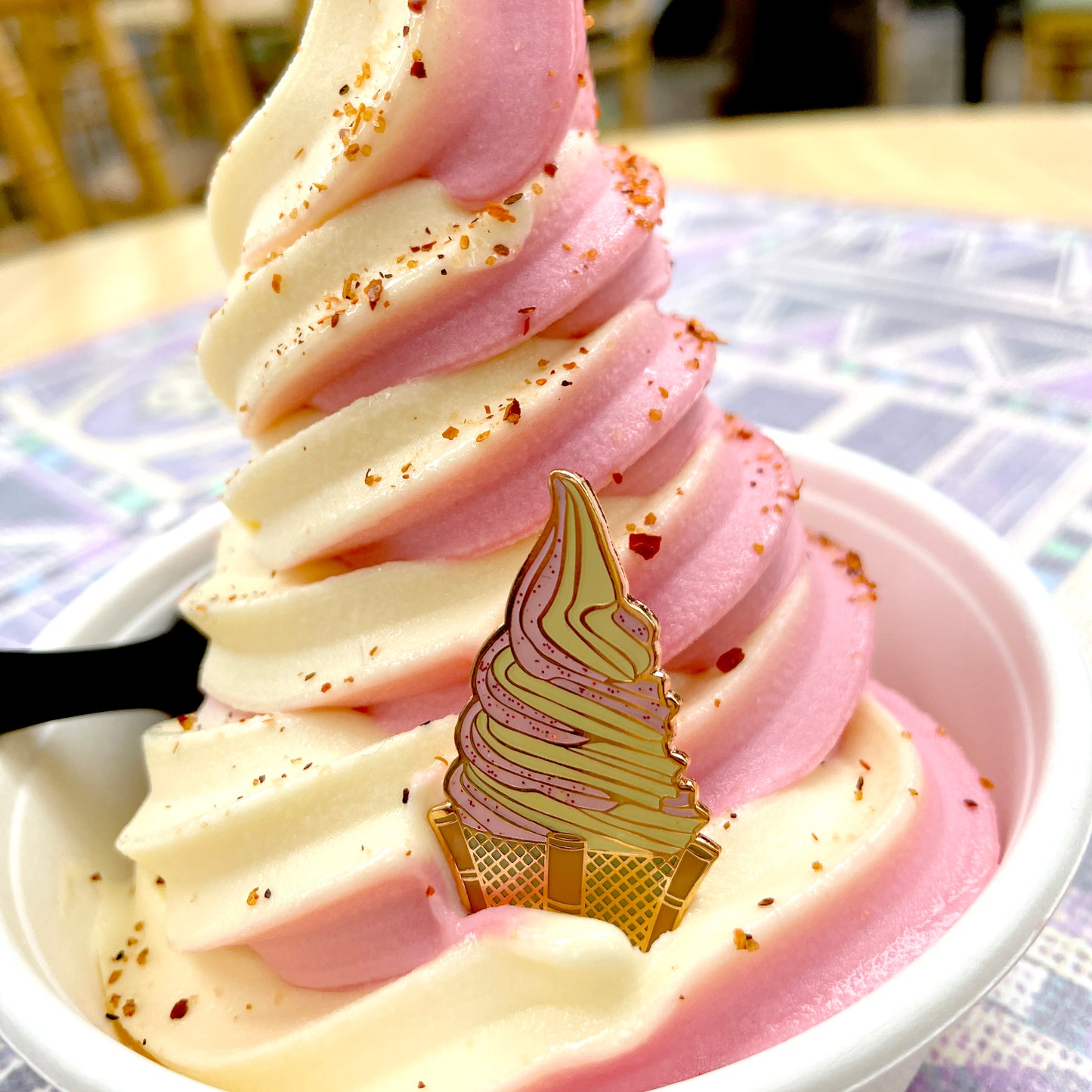 Strawberry Swirl Tiki Whip Pin (Red Glitter Chili Lime Powder Variant)