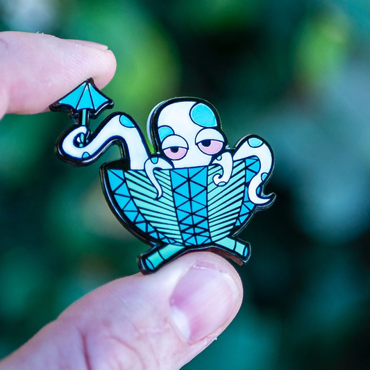 White Tipsy Tiki Octopus Pin (Glow Variant)