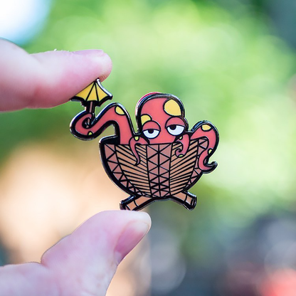 Orange Tipsy Tiki Octopus Pin