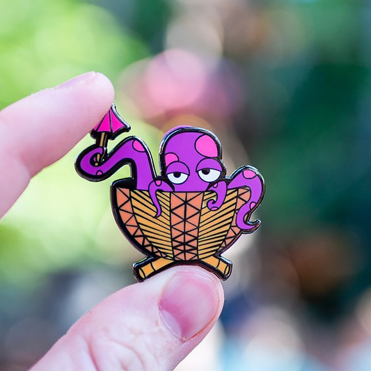 Purple Tipsy Tiki Octopus Pin