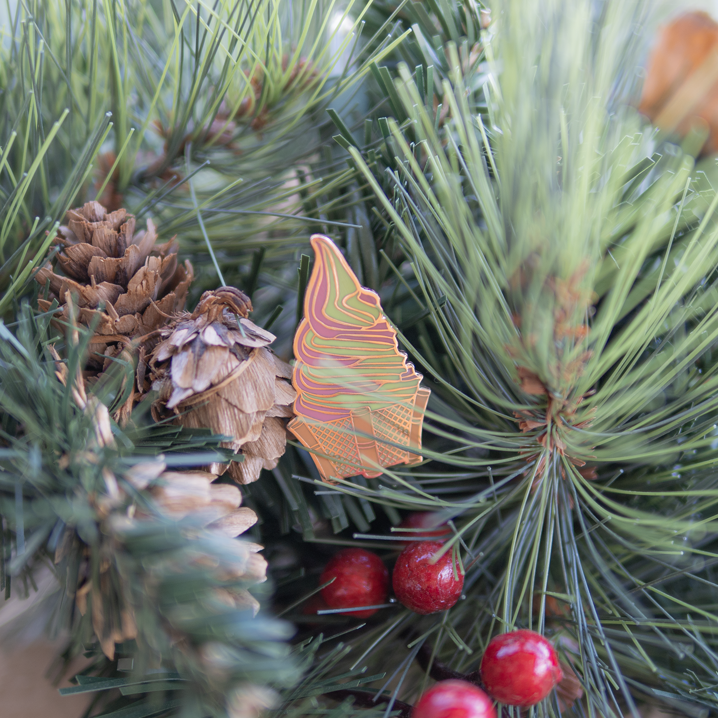 Cherry Lime "Holiday Swirl" Tiki Whip Pin
