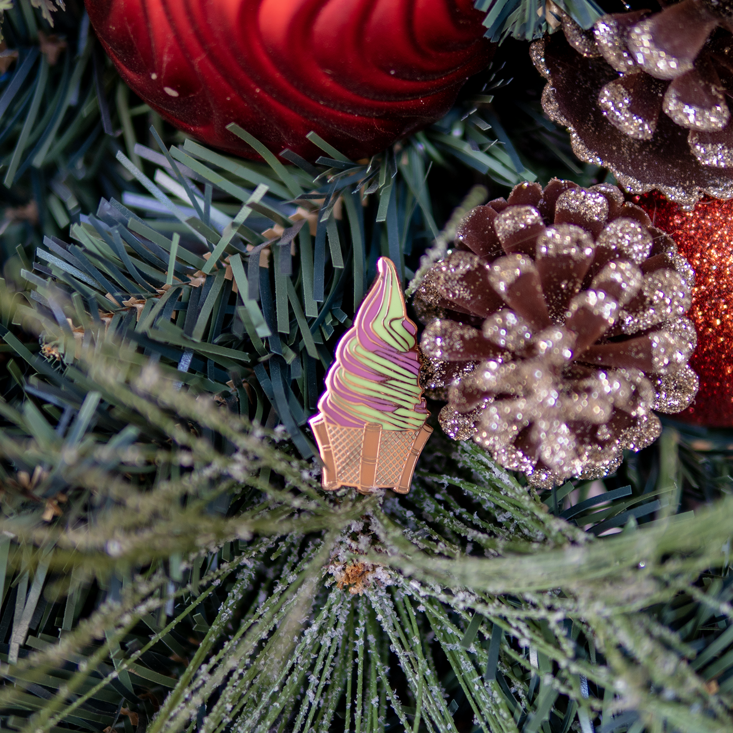 Cherry Lime "Holiday Swirl" Tiki Whip Pin
