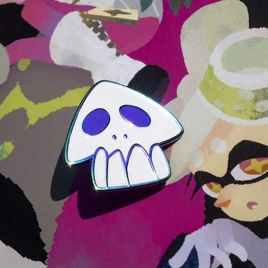 Squidbeak Splatoon Squid Skull Pin (Rainbow Plated Edition)